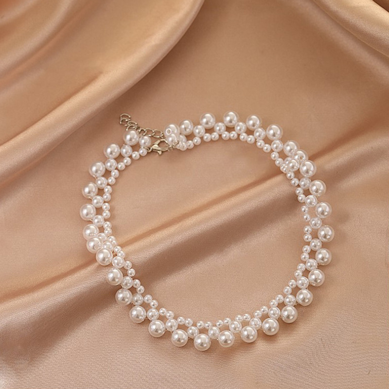 Dây chuyền vòng cổ ngọc trai nhiều tầng chuỗi hạt sáng bóng sang chảnh hand made thủ công sáng tạo phong cách Hàn Quốc