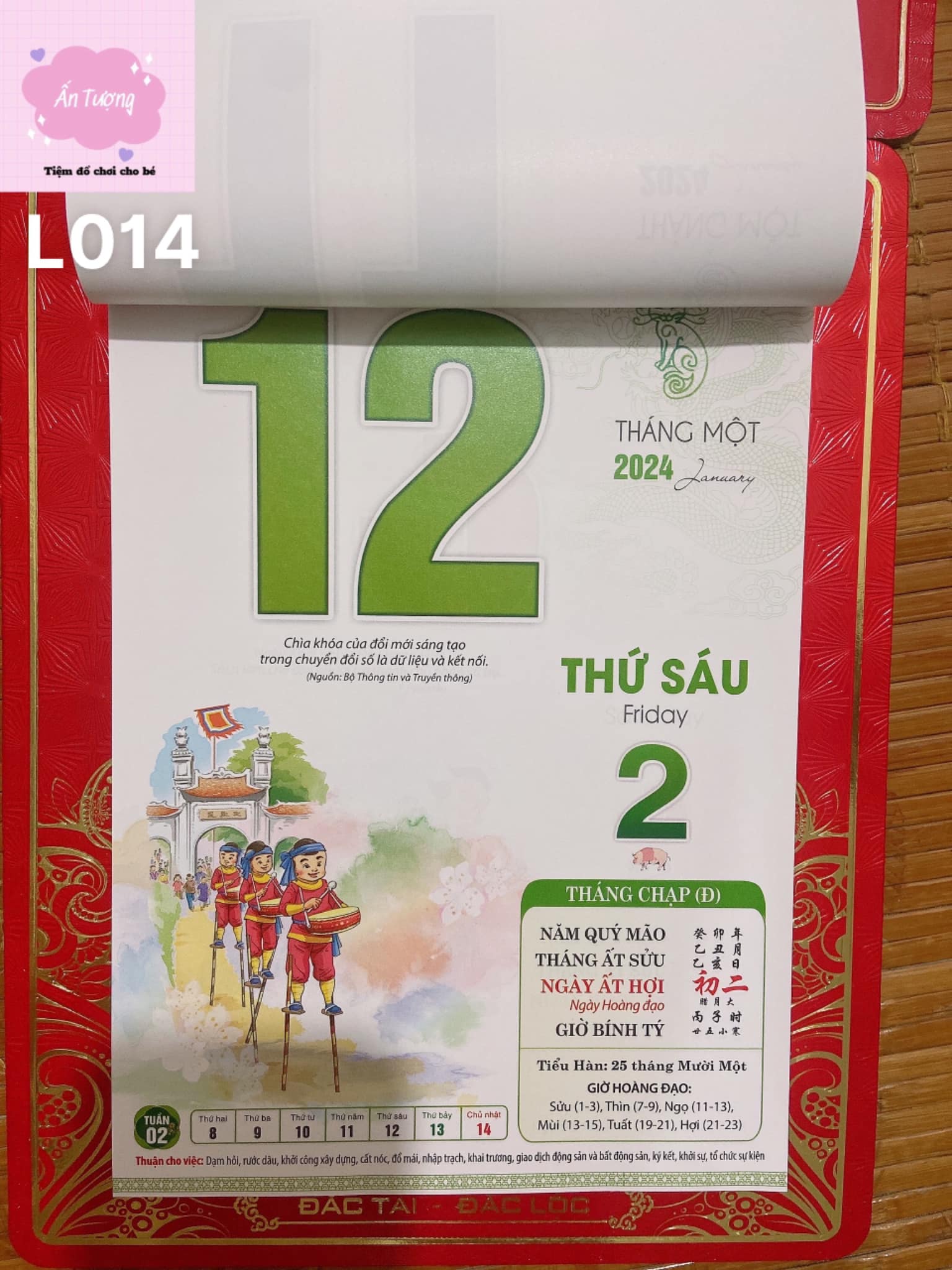 Bộ lịch Giáp Thìn 2024 - Lịch Bloc 2024 - chủ đề " Tranh Ảnh dân Gian ”