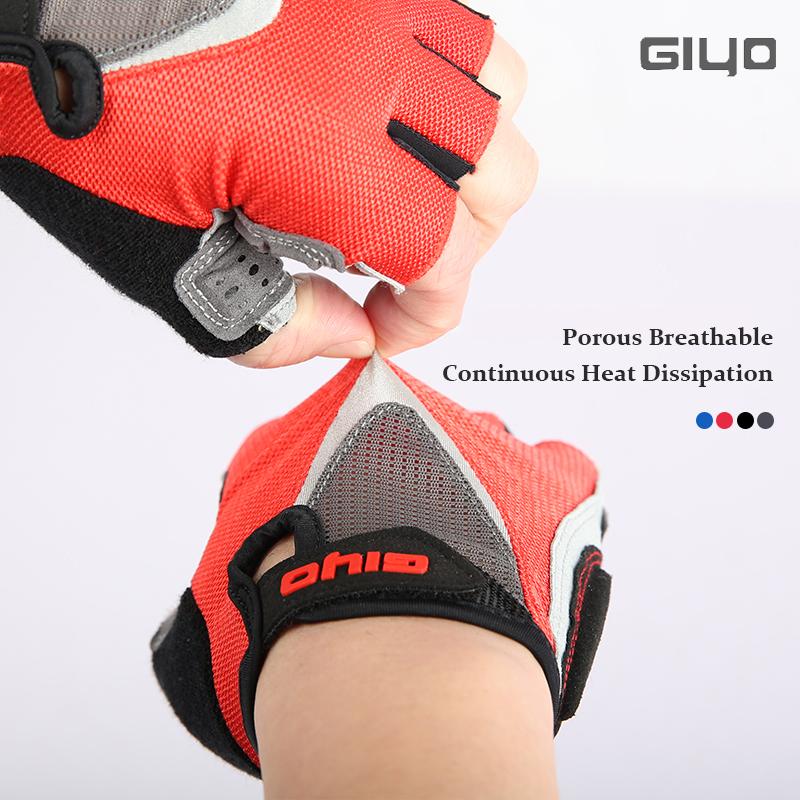 Giyo Half Fing Try Cycling Găng tay Gel dày Vải không chống trượt mùa hè Mitch Bike Bike Găng tay không có chống trượt Color: Red Size: XL