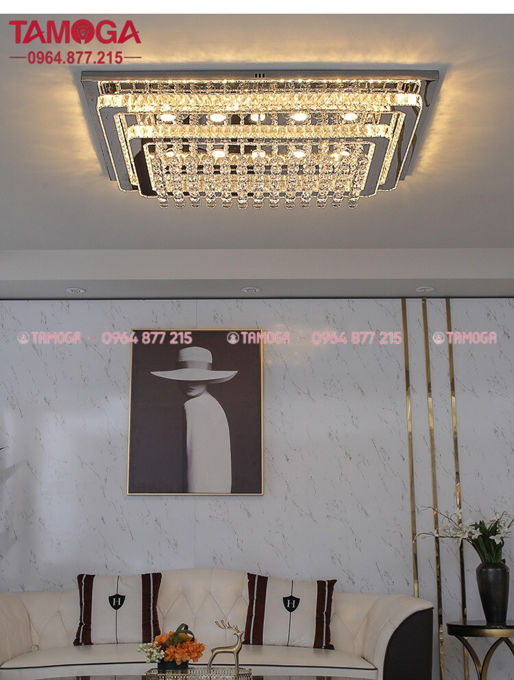 Đèn Led ốp trần pha lê D1200mm 3 chế độ ánh sáng TAMOGA 0906