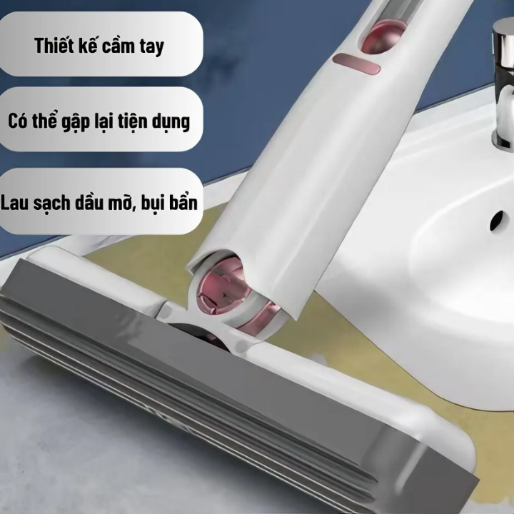 Cây lau kính, bàn bếp KG5S đa năng tự vắt thông minh, bọt biển siêu thấm hút gập gọn mini 25cm - Hàng chính hãng