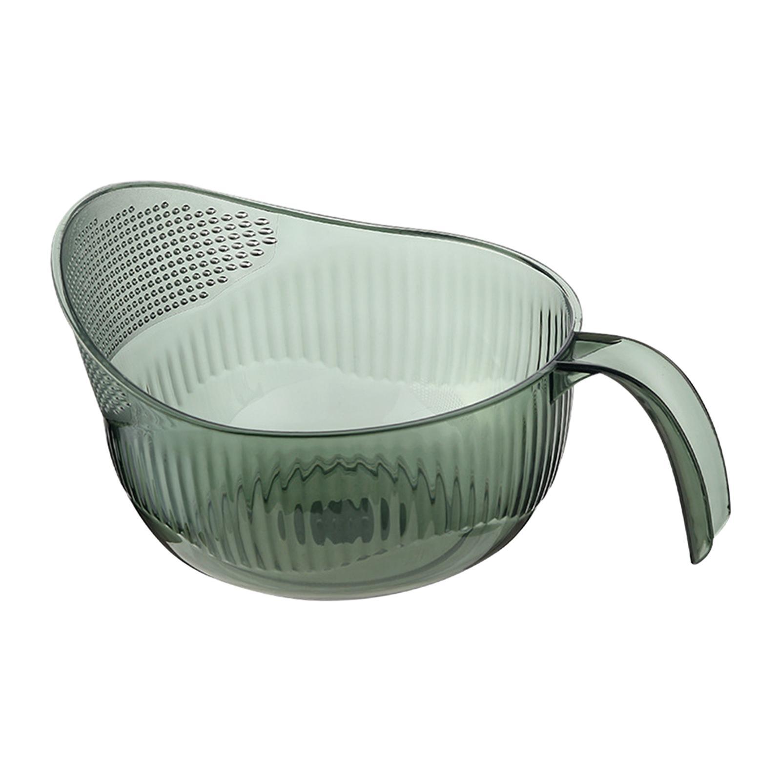 Rice Bowl Drain Basket Rice Washing Colander Kitchen Multipurpose Washing Colander with Handle for Grain Beans Carrots Spinach Pasta