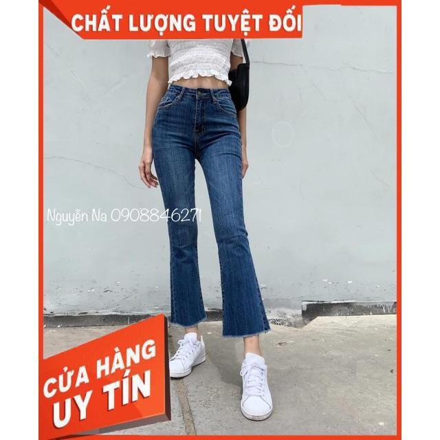 QUẦN JEANS LOE XANH TRƠN LƯNG CAO