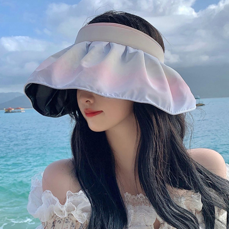 Nón mũ nữ rộng vành màu cầu vồng mũ chống tia cực tím Nhật Bản