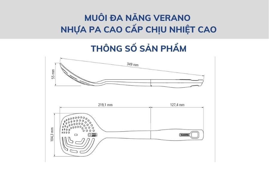 Muôi Thủng Đa Chức Năng Tramontina Verano 33cm Nhựa PA Cao Cấp Chịu Nhiệt Nhập Khẩu Brazil