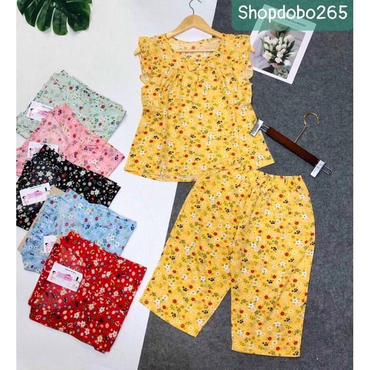 Đồ bộ nữ,đồ ngủ mặc nhà lửng vải lụa BL 156 họa tiết hoa nhí dễ thương size 47-60kg.