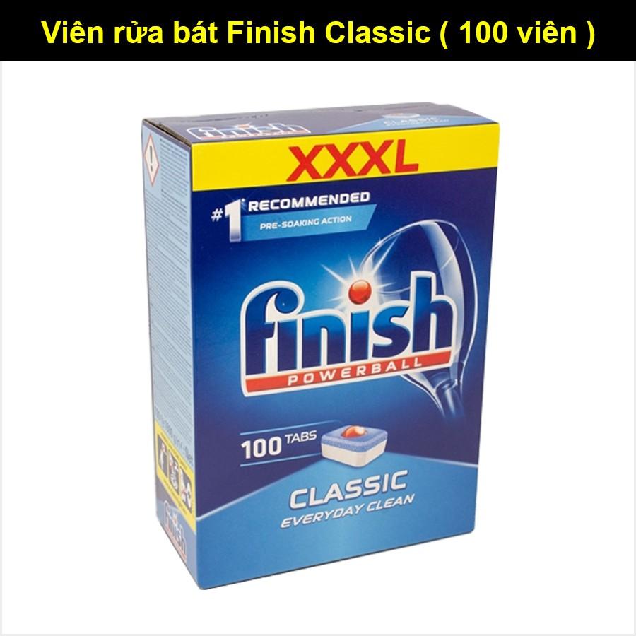 Viên rửa bát  Finish Tổng hợp 3 trong 1 siêu tiết kiệm 100 viên + Tặng viên Finish dùng thử