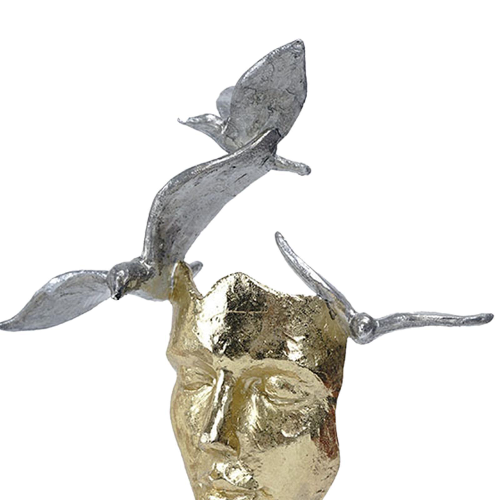 Modern Thinker Statue Half Face Figurine Artworks Decor Abstract for Table