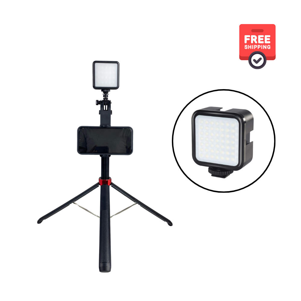 Combo Gậy Selfie P185 và Đèn RGB Hỗ Trợ Ánh Sáng - Gậy chụp ảnh nhỏ gọn tiện lợi, dễ dàng mang đi du lịch - Hàng chính hãng