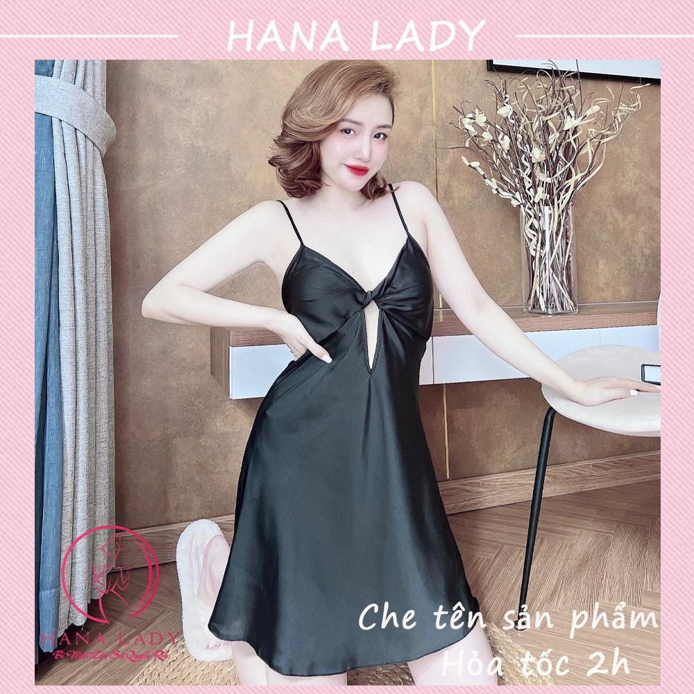 Váy ngủ lụa cao cấp - đầm ngủ 2 dây xoắn eo kèm quần VN499