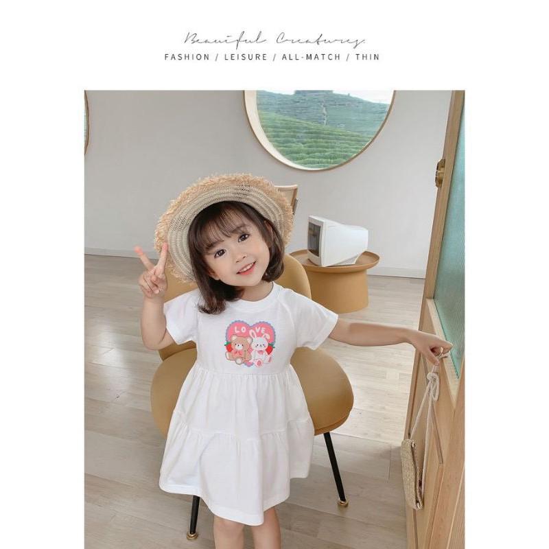 Váy cotton bb doll cộc tay 3 màu cho bé gái VBG