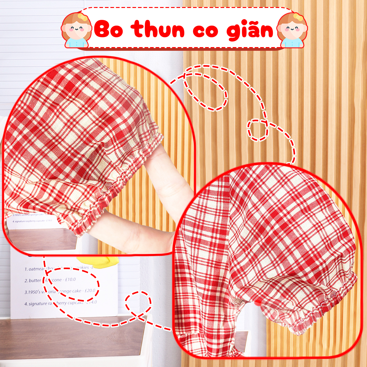 Váy cho bé gái 8-22kg họa tiết sọc đỏ Baby-S, Đầm bé gái tay phồng phong cách Hàn Quốc xinh xắn – SD093