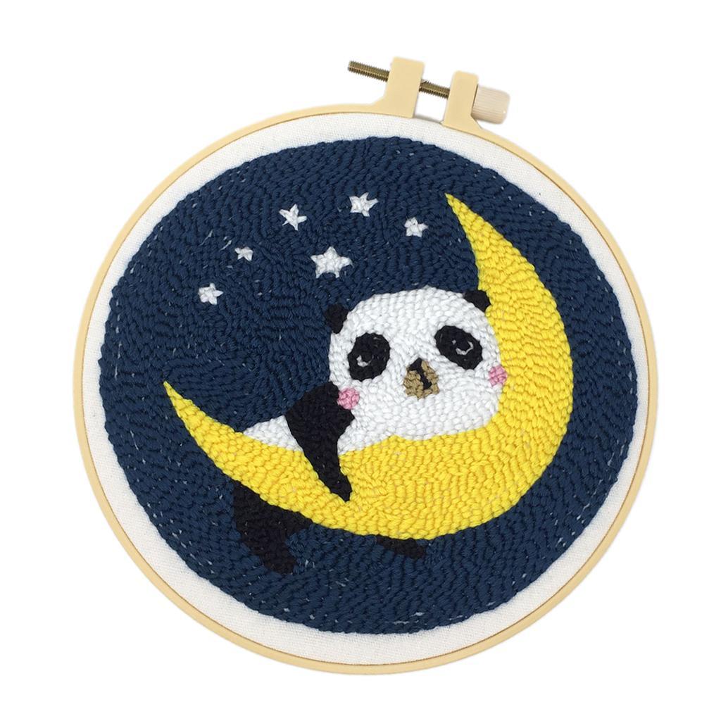 2 Sets Animal Punch Kits With Punch Embroidery Pen DIY Crafts Panda