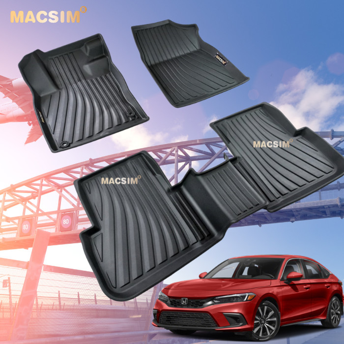 Thảm lót sàn xe ô tô Honda Civic 2022+ Nhãn hiệu Macsim chất liệu nhựa TPE cao cấp màu đen