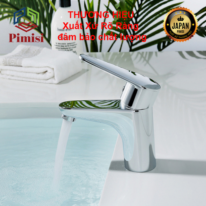 Vòi Lavabo Nóng Lạnh Pimisi PV-203C-1, Dùng Cho Chậu Rửa Mặt 1 Lỗ Ở Phòng Tắm - Điều Chỉnh Bằng Gật Gù | Chính Hãng