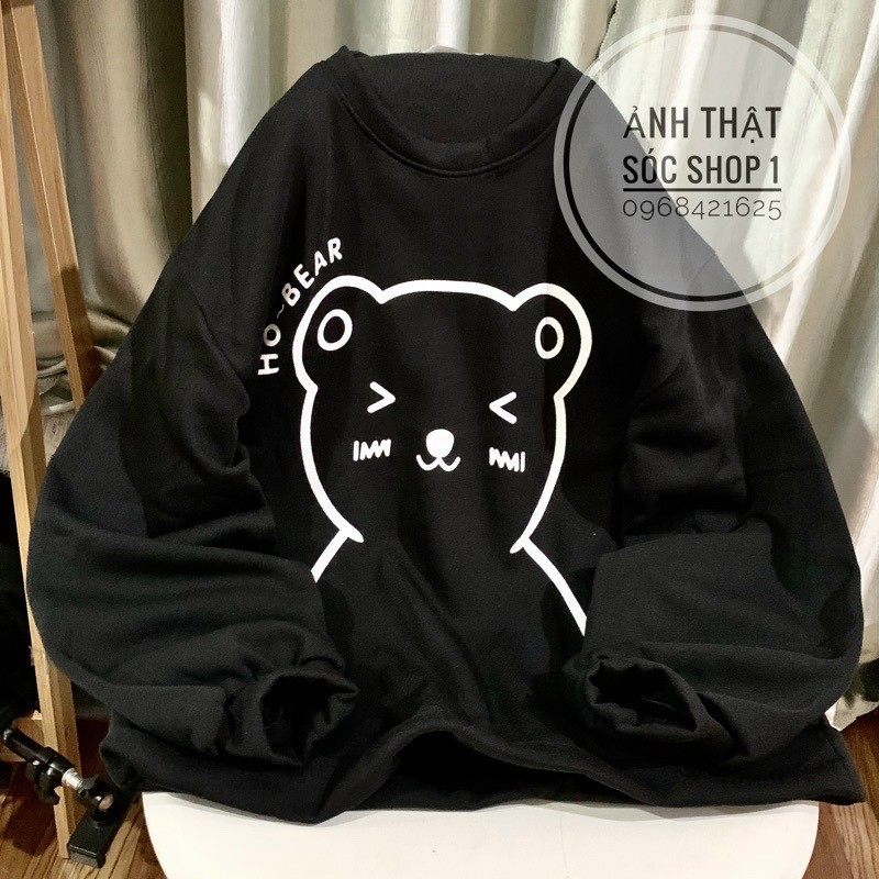 Áo Sweater Unisex Tay Phồng Gấu - Khủng Long Kiểu Hoodie Thun Tay Dài Nam Nữ Couple Siêu Xinh TREND RẺ ĐẸP