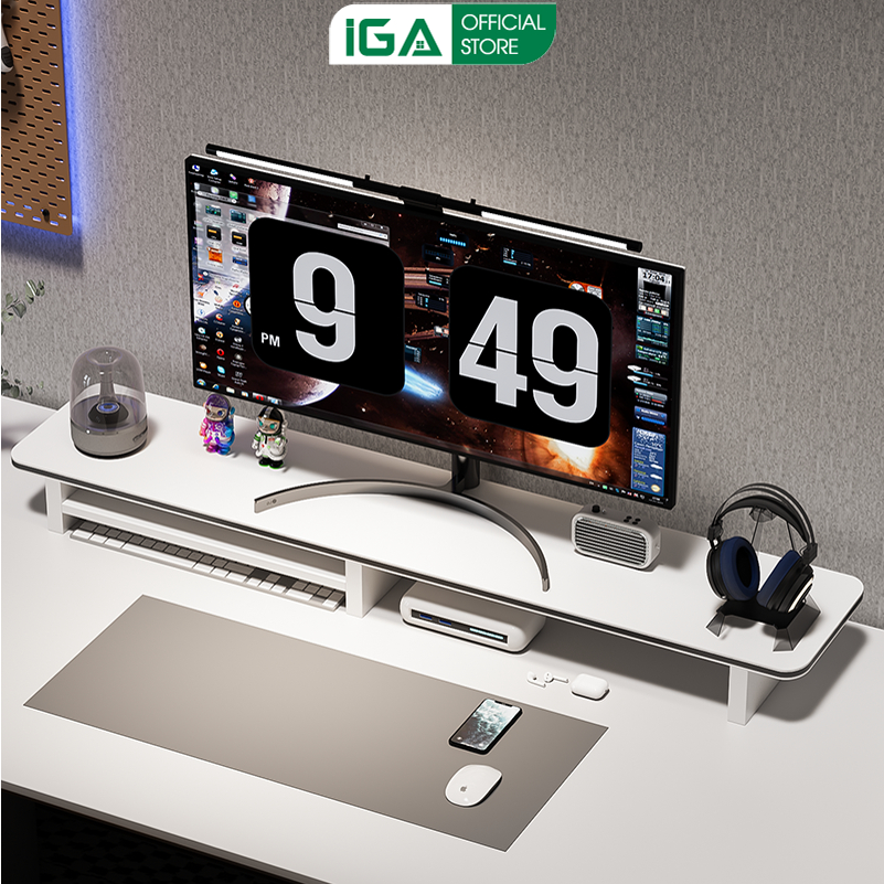 Kệ để màn hình máy tính sắp xếp bàn làm việc phong cách gaming thương hiệu IGA - GA35