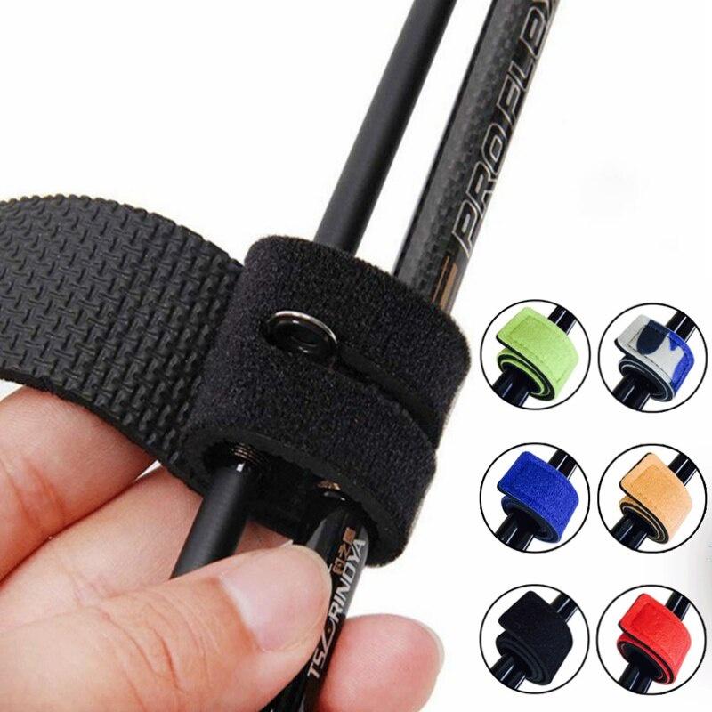 Reusable Fishing Rod Tie Holder Strap Suspenders Rod Belt Hook Loop Cable Ties Fishing Tackle Tools Pesca Fishing Accessories