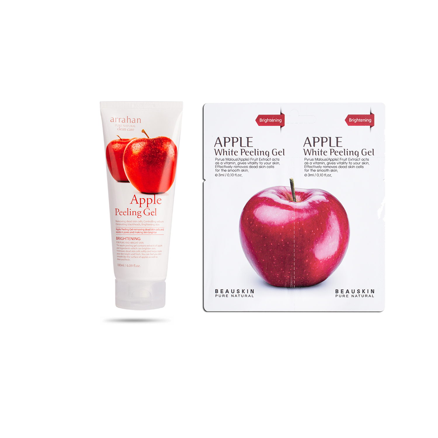 Combo Gel tẩy da chết hương táo Arrahan (180 ml) và 1 Tẩy da chết SÁNG DA SẠCH MỤN Beauskin Apple White Peeling Mini Size