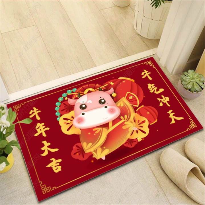 THẢM CHÙI CHÂN LÔNG MỊN HÌNH TRÂU CHO MÙA TẾT TÂN SỬU (40 x 60cm)