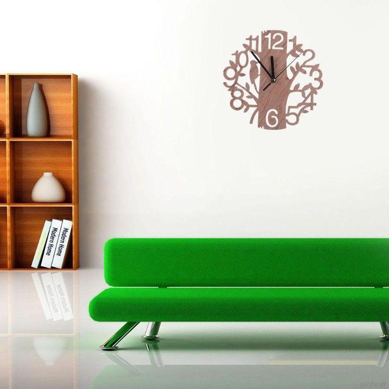 1 Đồng Hồ Gỗ Treo Tường Trang Trí Hình Cây Sáng Tạo 22cm