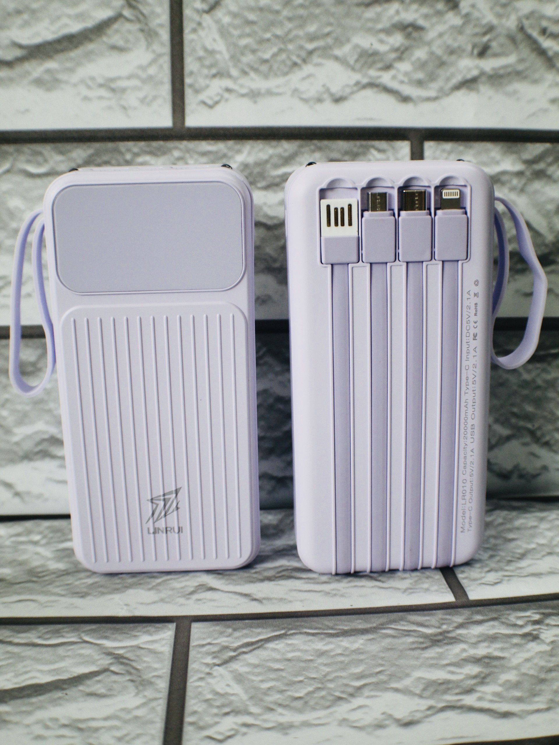 Pin Sạc Dự Phòng 20000mAh Linrui LR010 Có Sẵn Cáp Sạc, Màn Hình LED Hiển Thị - Hàng Chính Hãng
