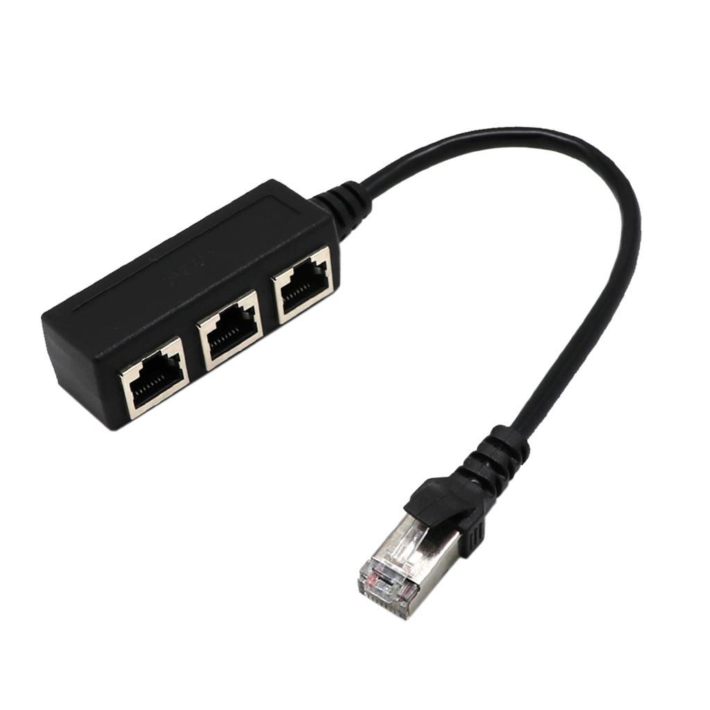 Coaxial F Connector Ethernet Wall Plate+RJ45 1 to 3 Network Splitter