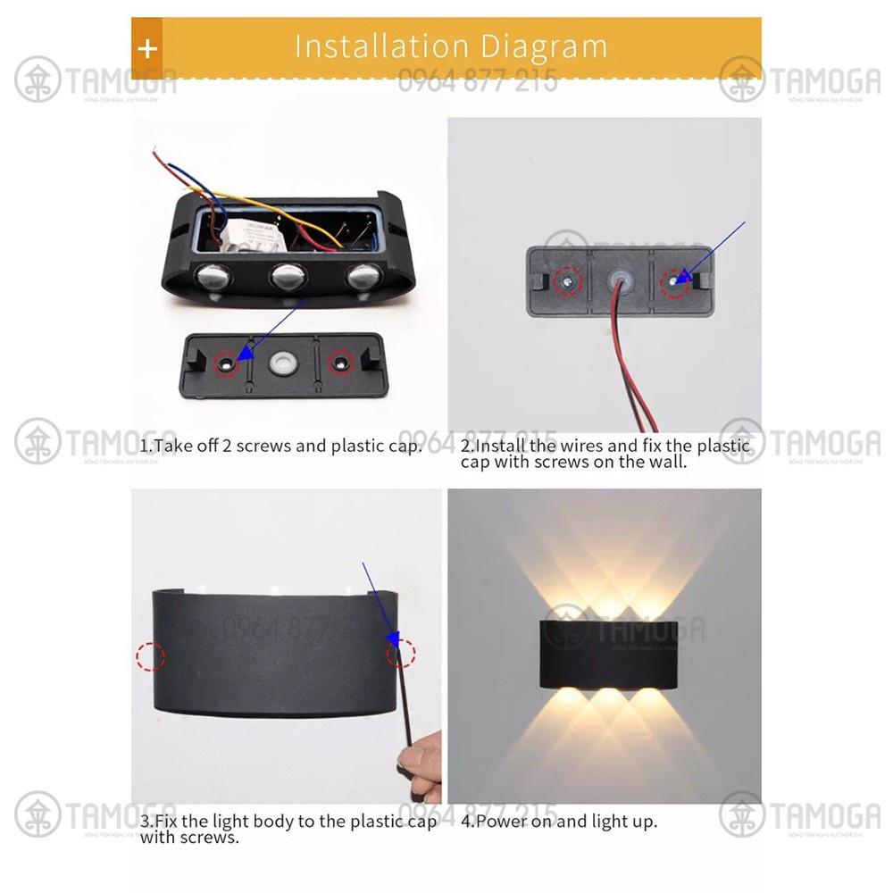Đèn ốp tường ngoài trời hình bán nguyệt