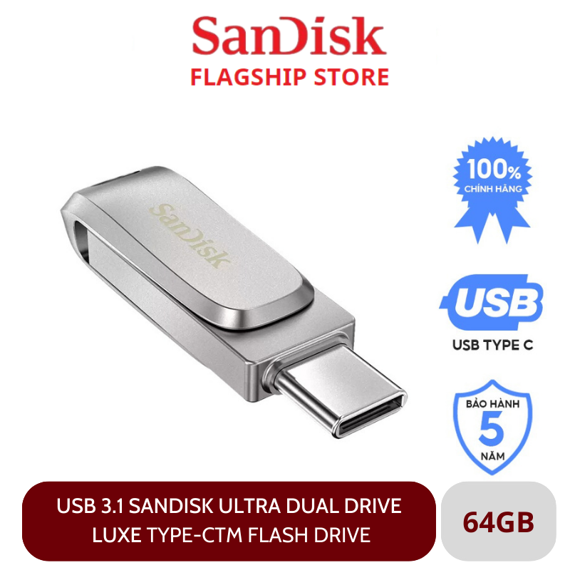 USB 3.1 SanDisk Ultra Dual Drive Luxe Type-CTM Flash Drive  - Hàng Chính Hãng