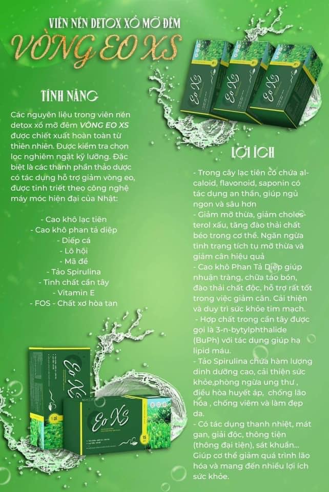 Thực phẩm bổ sung Eo XS - Liệu trình 15 ngày - Đánh bay mỡ thừa vùng eo