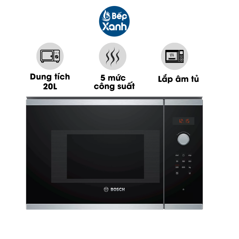 Lò Vi Sóng Bosch BFL523MS0B Series 4 Âm Tủ - Dung Tích 20L - Điều Khiển Cảm Ứng - Hàng Chính Hãng