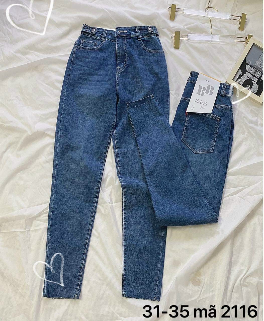 Quần jean nữ size đại lưng cao form ôm siêu co giãn hàng VNXK