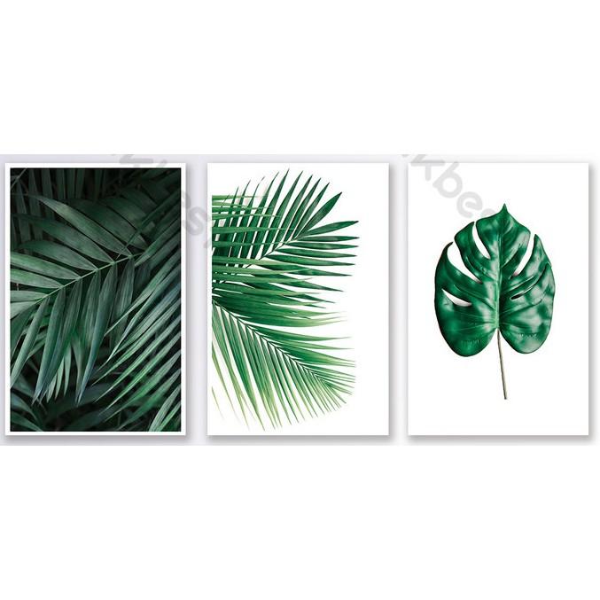 Combo 3 tranh Lá xanh Tranh dán tường 3d trang trí phòng hiện đại MS1093971