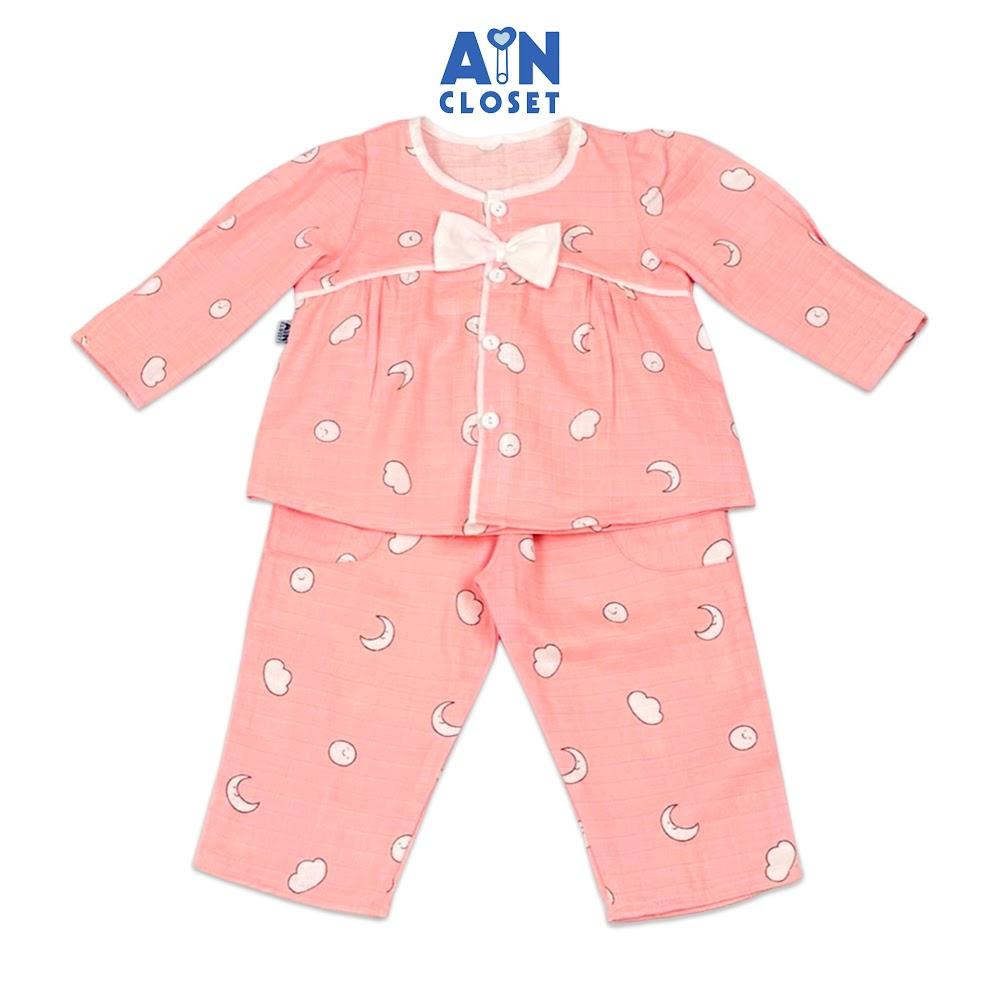 Bộ quần áo Dài bé gái họa tiết Mây Trắng nền hồng xô sợi tre - AICDBGB9GH8Y - AIN Closet