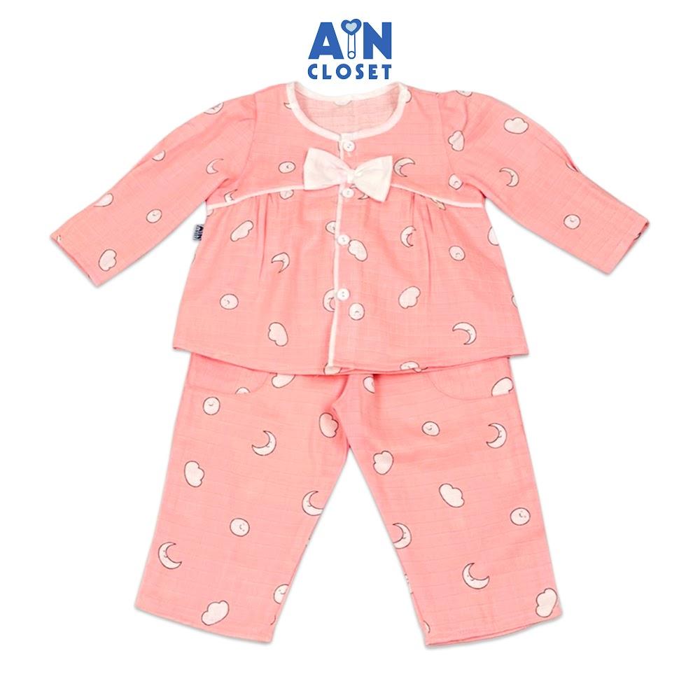Bộ quần áo Dài bé gái họa tiết Mây Trắng nền hồng xô sợi tre - AICDBGB9GH8Y - AIN Closet