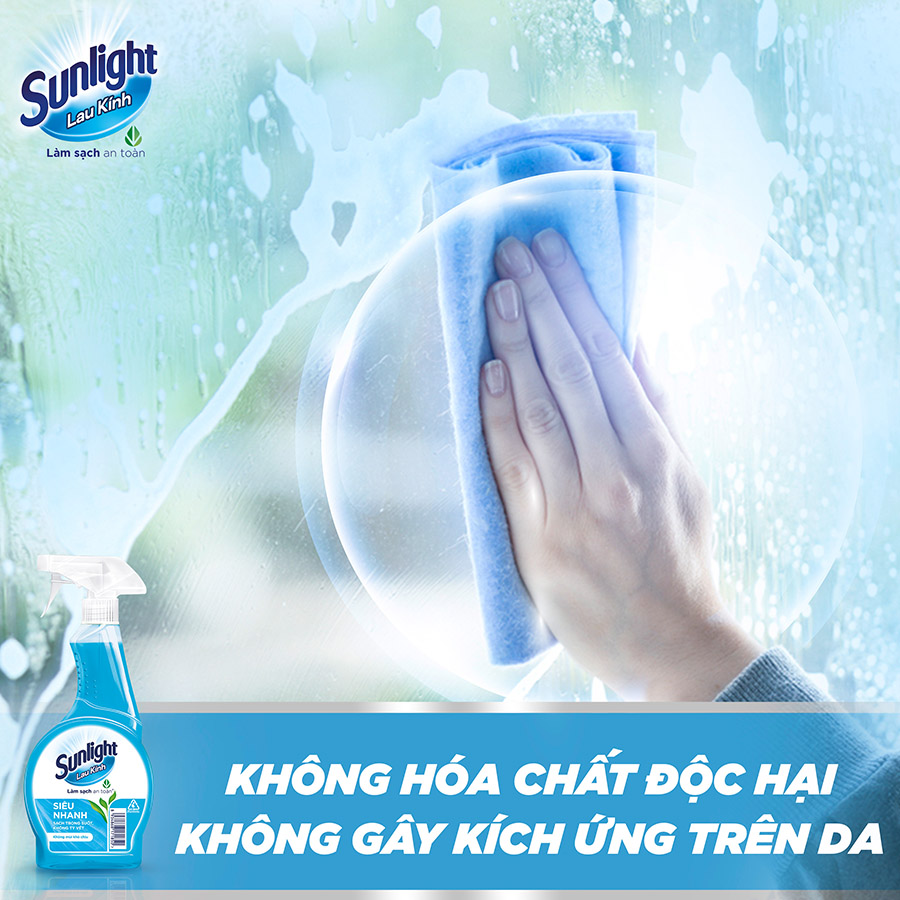 Combo 2 Nước lau kính Sunlight Siêu nhanh | Phiên bản nâng cấp từ Cif | Sạch trong suốt, không tỳ vết | Chai 520ml