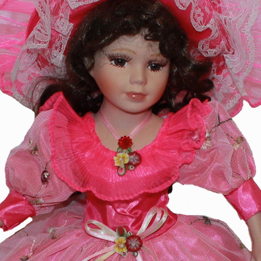 40cm Retro Porcelain Women Doll People Figure Handicraft Rose Gift