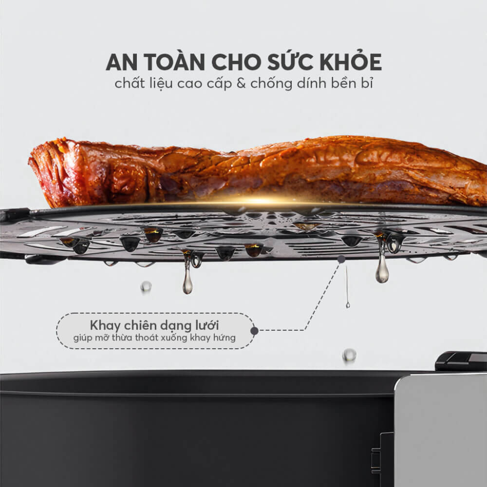 Nồi chiên không dầu Elmich 8.3L AFE-3951OL, công suất lớn 1800W – 2150W, làm chín thức ăn nhanh, chất liệu chống dính cao cấp, an toàn cho sức khỏe - Hàng chính hãng