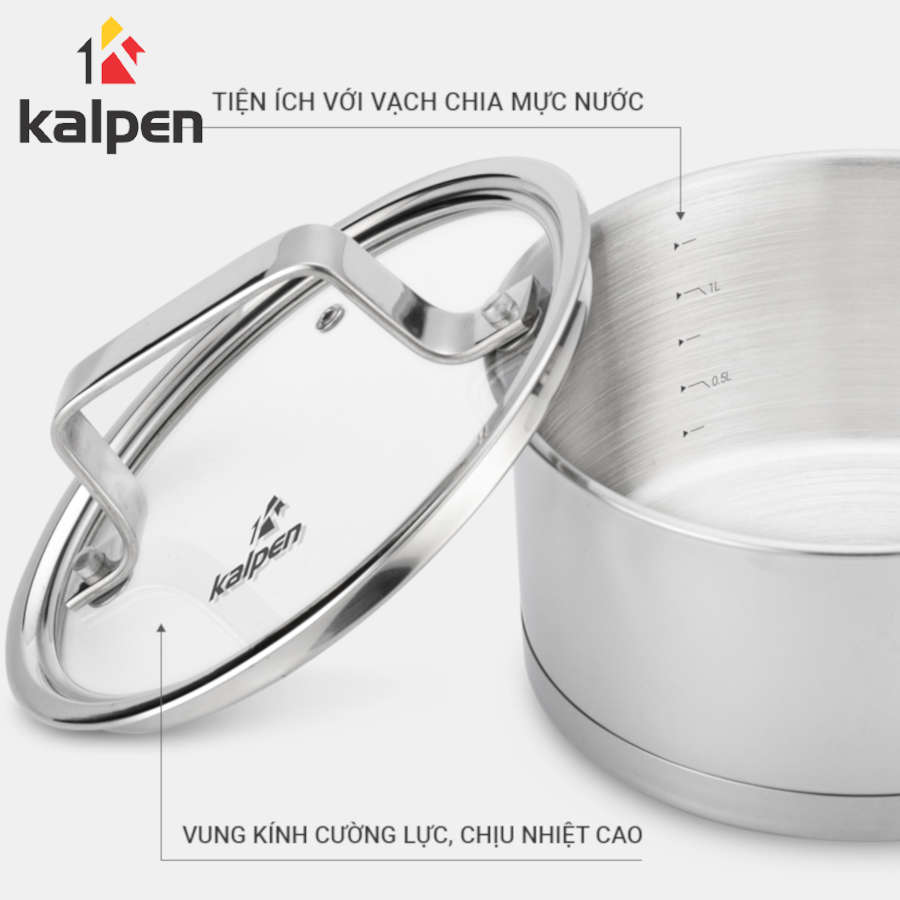 Bộ 3 nồi Inox 304 cao cấp 5 đáy Kalpen Gliter KP-3568 xuất Đức