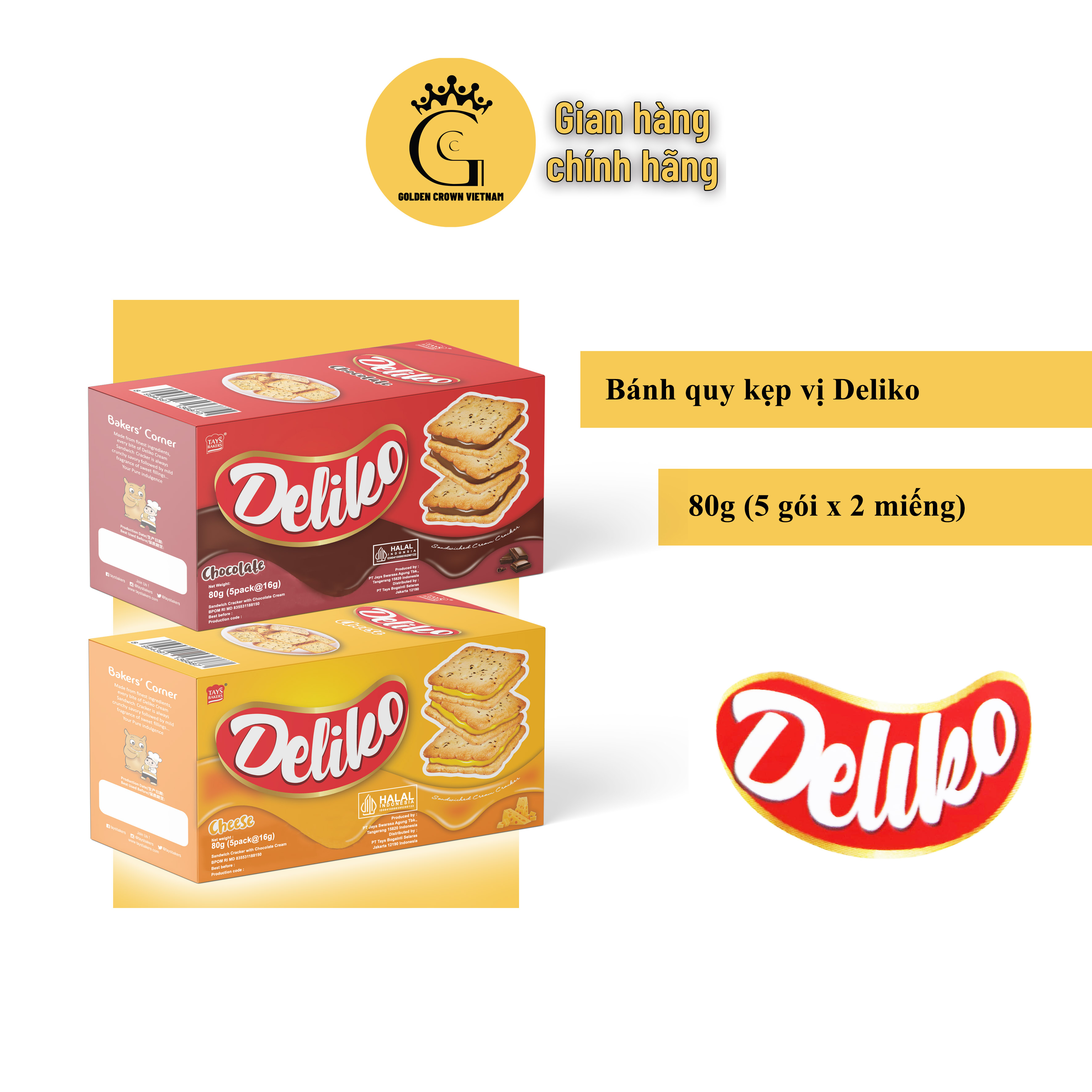 Bánh Quy Kẹp Deliko Vị Sô Cô La 80g (5 gói x 16g)