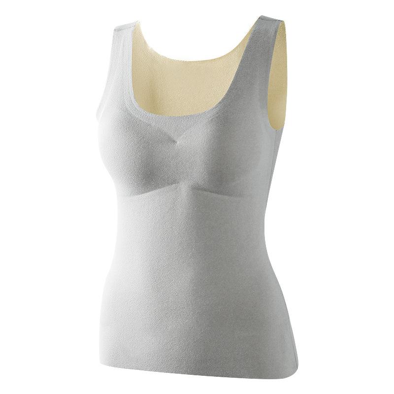 Mùa Đông Nhiệt Áo Sơ Mi Nữ Không Tay Quần Lót Thun Áo Vest Nhung Nữ Miếng Lót Ngực Liền Mạch Giữ Ấm Giữ Nhiệt Áo Nữ