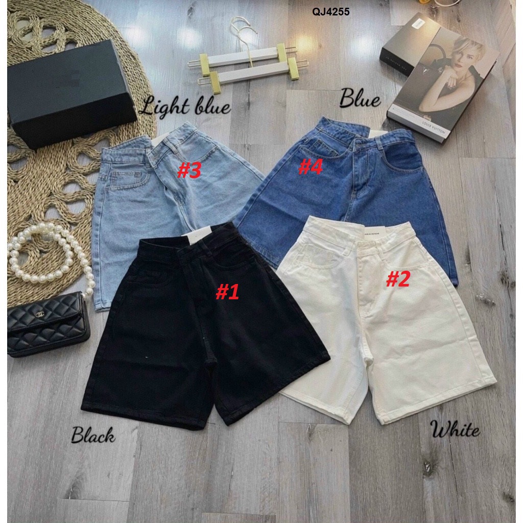 Quần ngố jeans trắng lưng cao Bigsize vải VNXK QJ4255