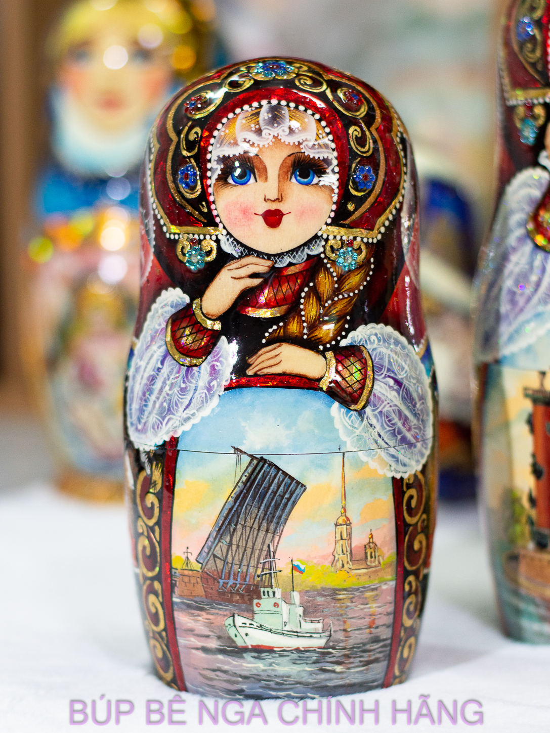 BỘ BÚP BÊ NGA MATRYOSHKA CAO CẤP CỠ LỚN 15 LỚP 35CM HOA VĂN "PHONG CẢNH SAINT PETERSBURG" CỰC ĐẸP VÀ SANG TRỌNG