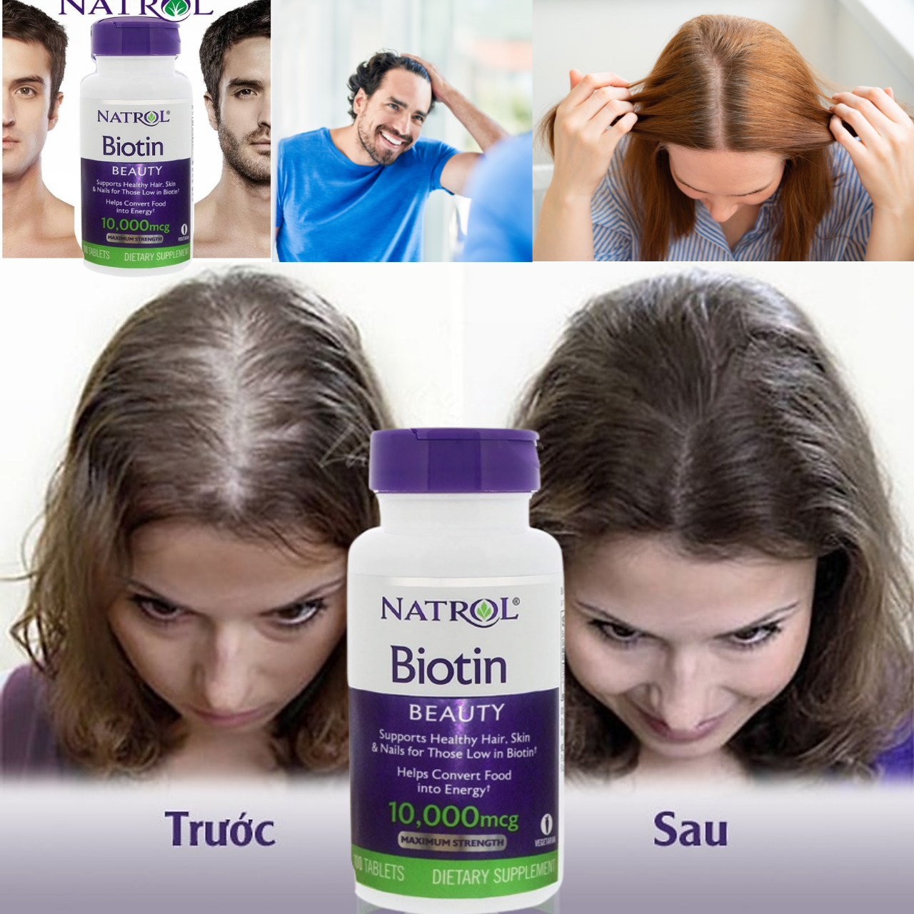 Hỗ trợ mọc tóc Natrol Biotin Beauty giúp tóc mọc nhanh dài, dày hơn, làn da rạng rỡ và móng tay chắc khỏe - Massel Official