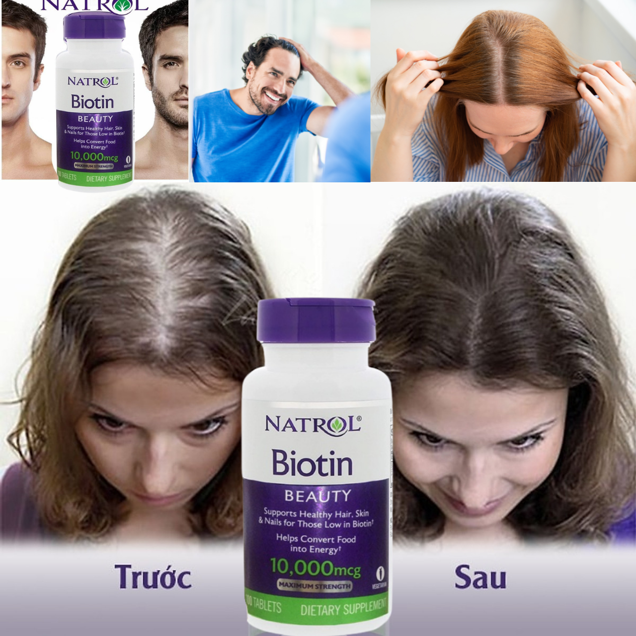 Hỗ trợ mọc tóc Natrol Biotin Beauty giúp tóc mọc nhanh dài, dày hơn,   làn da rạng rỡ và móng tay chắc khỏe - Massel Official