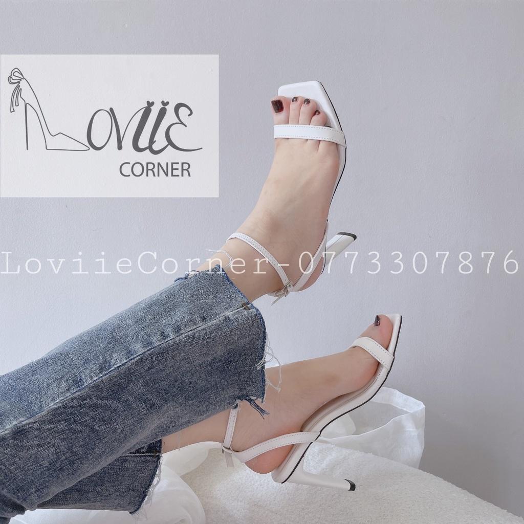 SANDAL CAO GÓT LOVIIECORNER - GUỐC NỮ MŨI VUÔNG 9 PHÂN - GIÀY THỜI TRANG DÂY NGANG MẢNH G220814