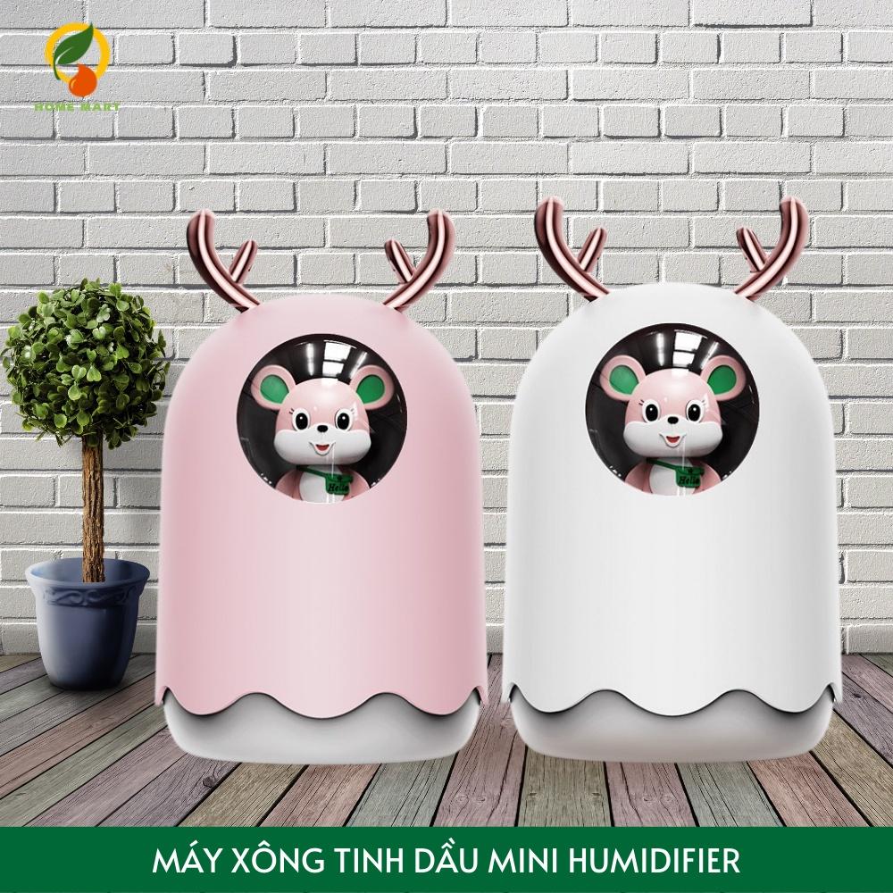 Máy phun sương tạo ẩm không khí hình chuột dung tích 300ml, có đèn Led dùng làm đèn ngủ đèn trang trí siêu dễ thương