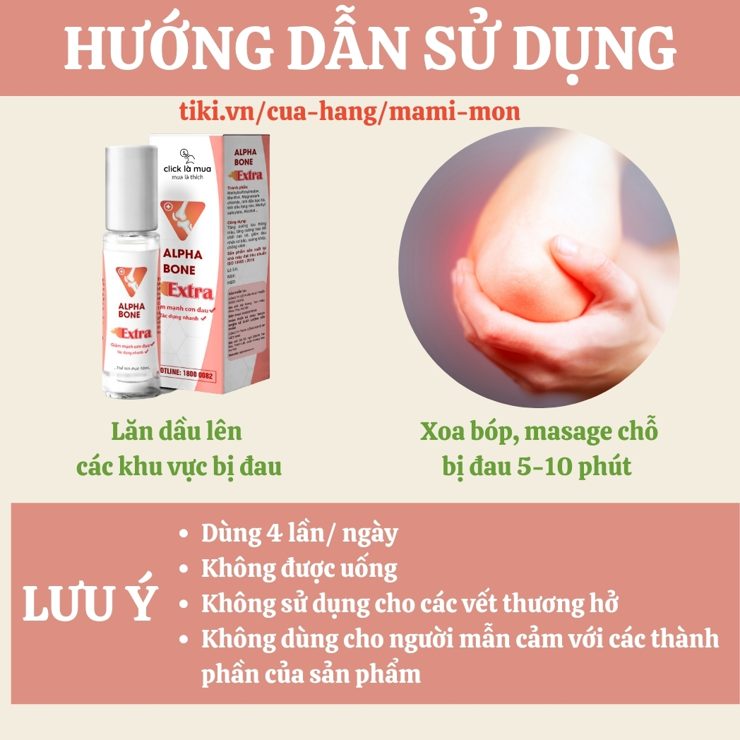 Dầu nóng xoa bóp, cao xoa bóp xương khớp Alpha Bone Extra, dầu lăn massage cổ vai gáy, thoát vị đĩa đệm 10ml