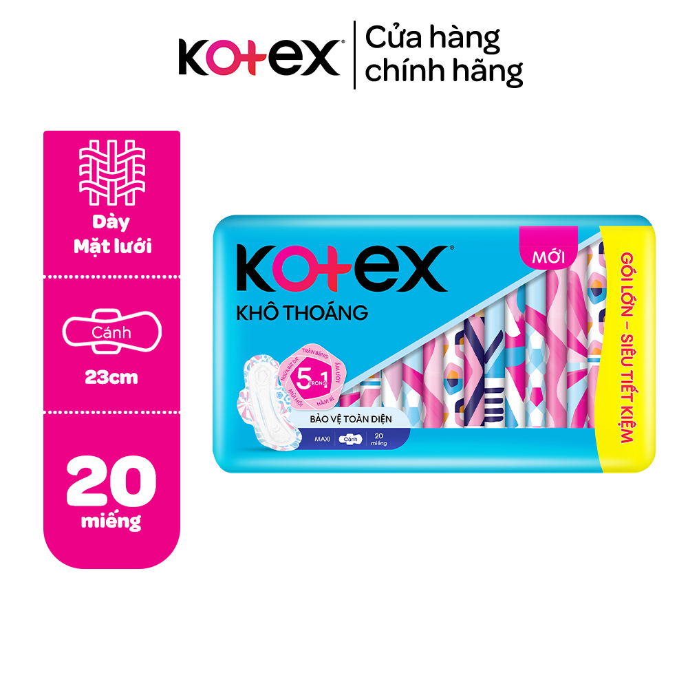 Băng vệ sinh Kotex khô thoáng dày cánh 20 miếng