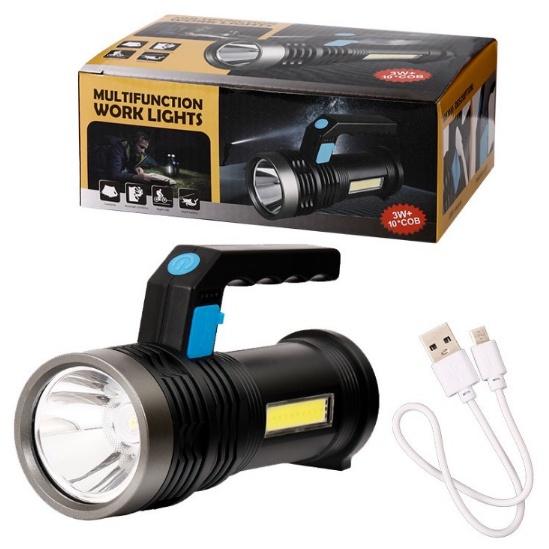 Đèn pin cam tay sạc điện 2 in 1 có dây sạc - đèn pin di động siêu sáng - đèn pin mini - den pin cam tay - đèn bão - đèn cắm trại dã ngoại -moc khoa den